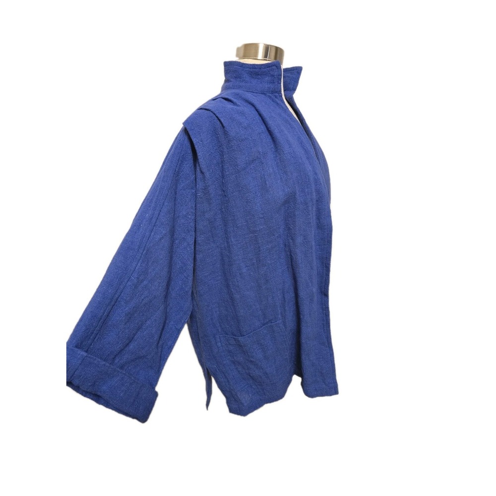 Womens Vintage Blazer Jacket/ Cardigan‎ Made In India 100% Cotton Natural Blue